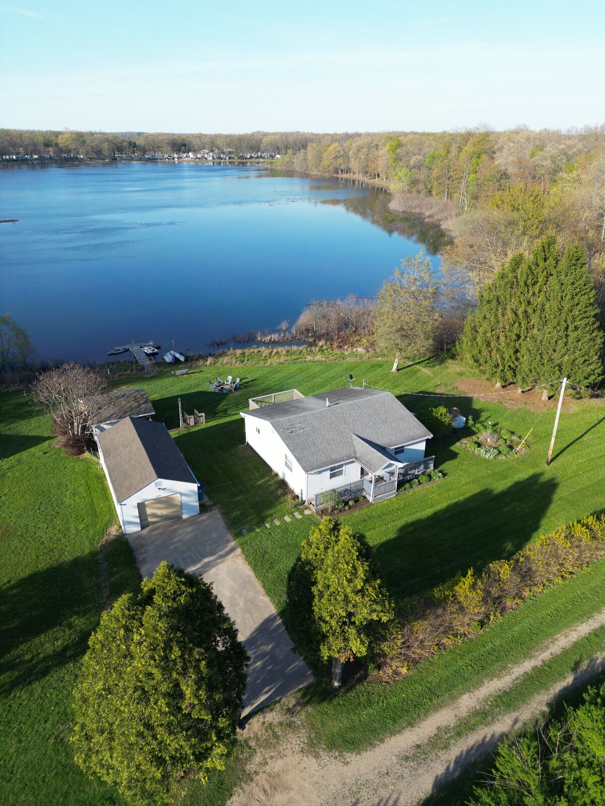 Aerial photo of a home near the lake