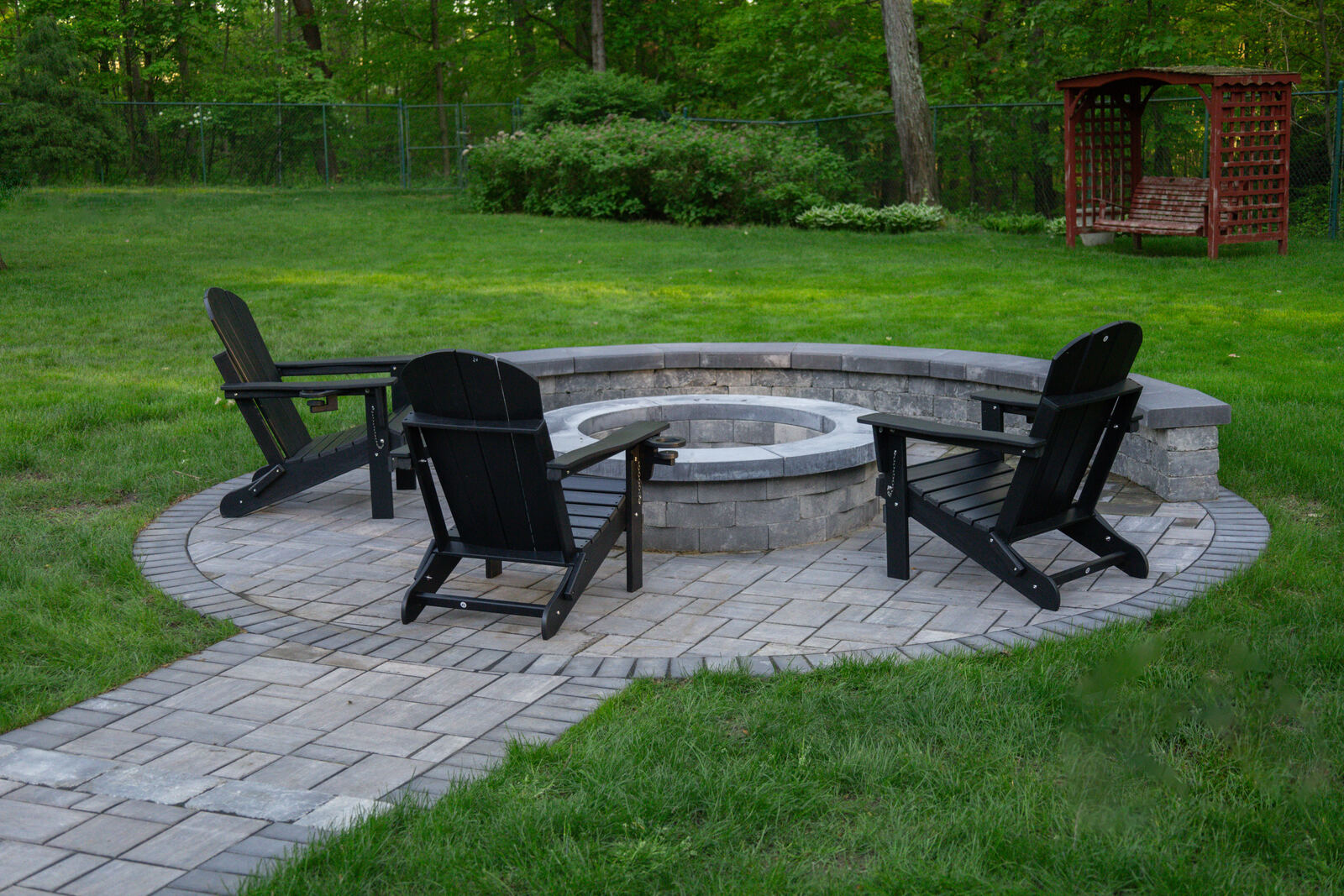 Backyard fire pit before fire edit